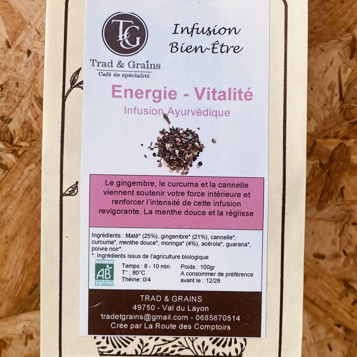 INFUSION Ayurvédique ENERGIE VITALITÉ sachet 100gr